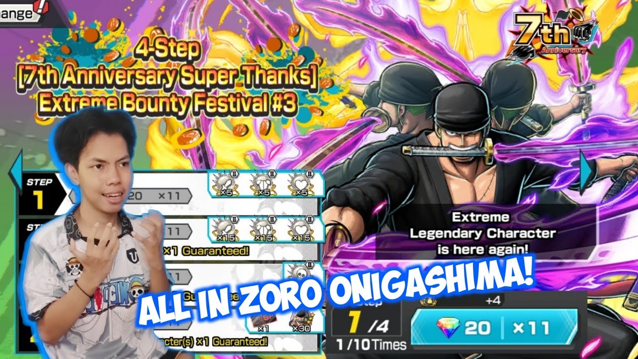 ALL IN! 1700 RD DEMI GACHA ZORO ONIGASHIMA🔥  One Piece Bounty Rush 