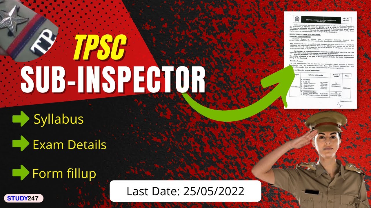 TPSC Recruitment,  Sub-Inspector of Excise for Excise Organization 2022 | Tripura Job 2022