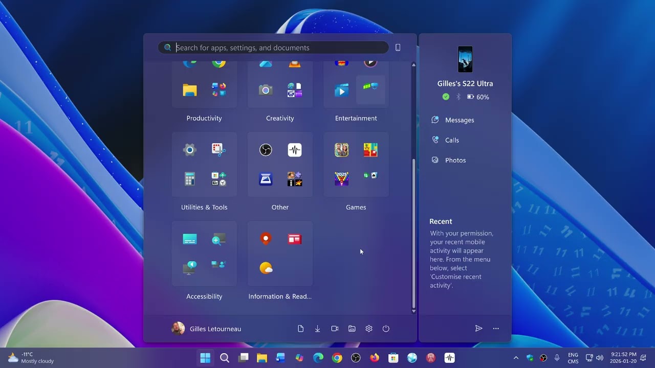 Windows 11 25H2 I finally have the new start menu and looking at start settings