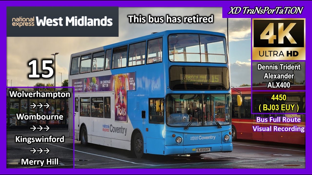 [National Express West Midlands] 15 ~ Wolverhampton Bus Station ➝ Merry Hill Bus Station【4K UW】