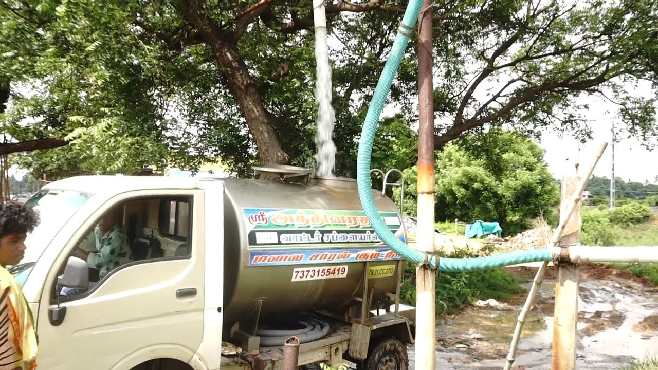 TATA Ace Water Tanker and Mahindra 575 Di Tractor Water Tankers filling drinking water for people