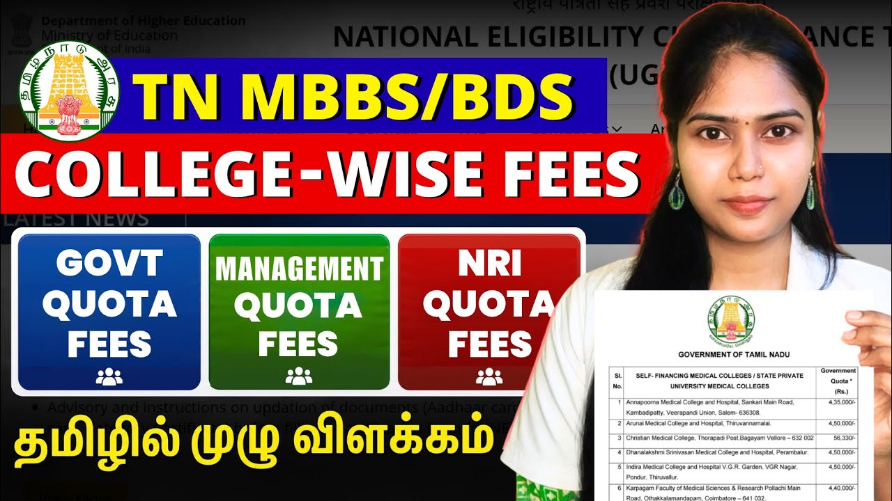 TN MBBS, BDS College-wise YEARLY FEES Structure😱 #neet2026 #neet #update #yt