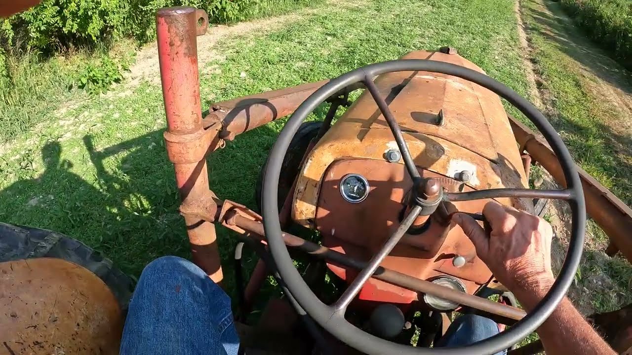 Antique Ford 8N tractor brush mowing 