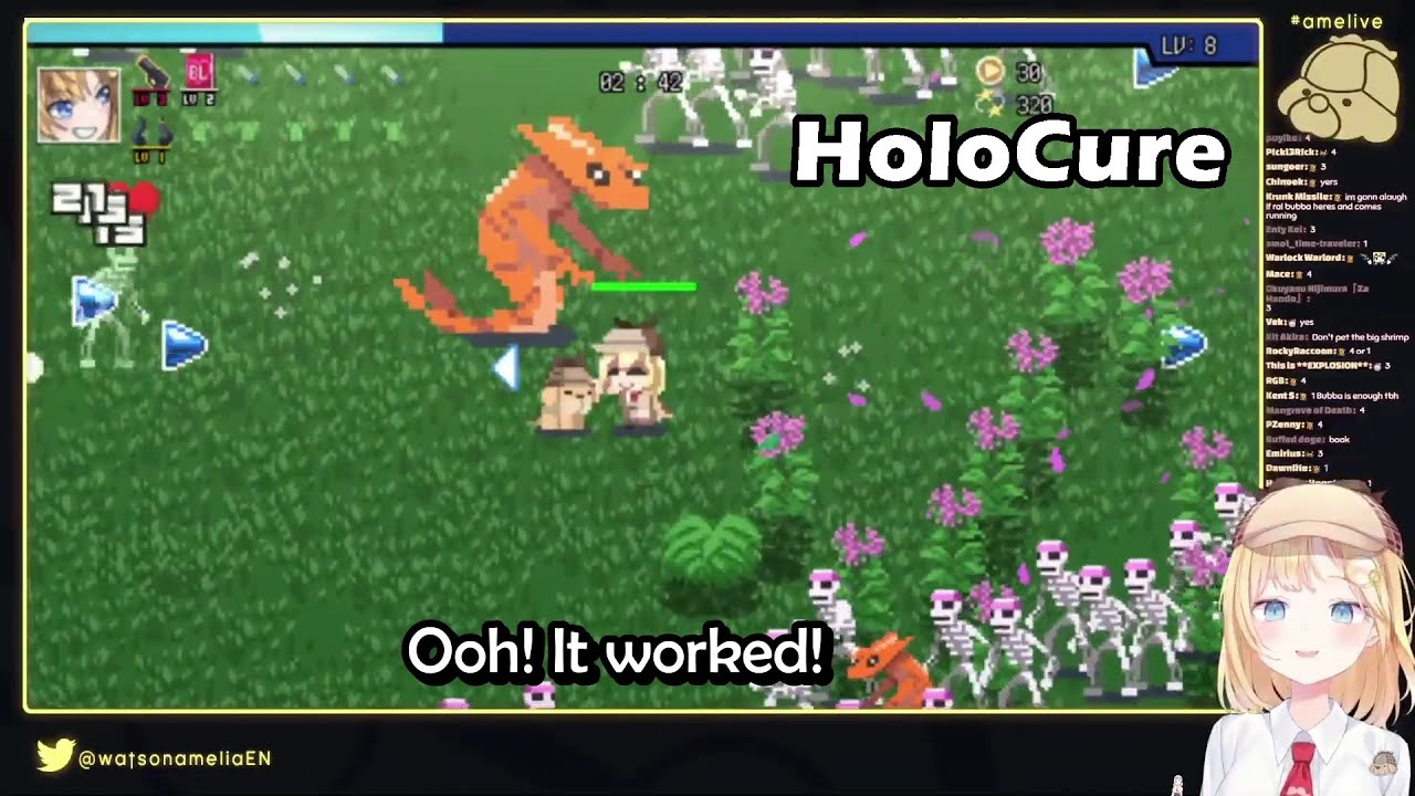 Ame's First Impression When Playing HoloCure and Reaction When Finding References and Petting Bubba
