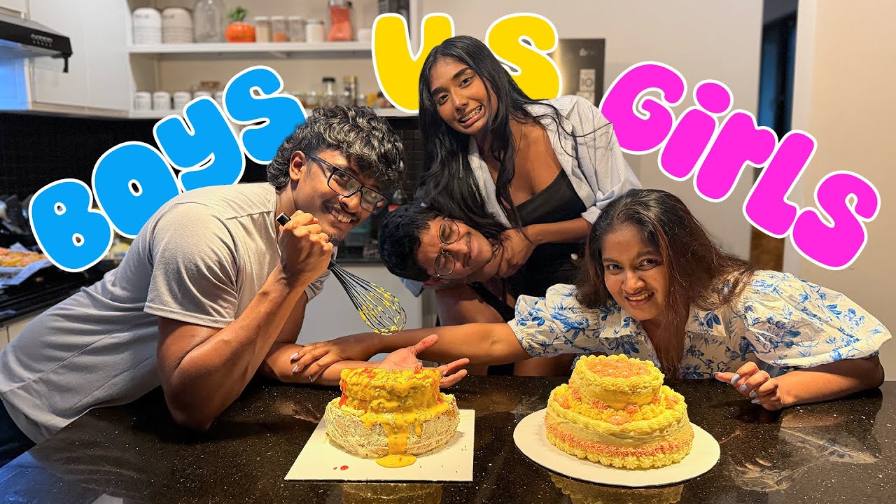 වලියකින් ඉවර වුන Cake Challenge එක! 🎂 - Boys VS Girls Cake Baking Challenge!! 💁‍♀️🤷‍♂️