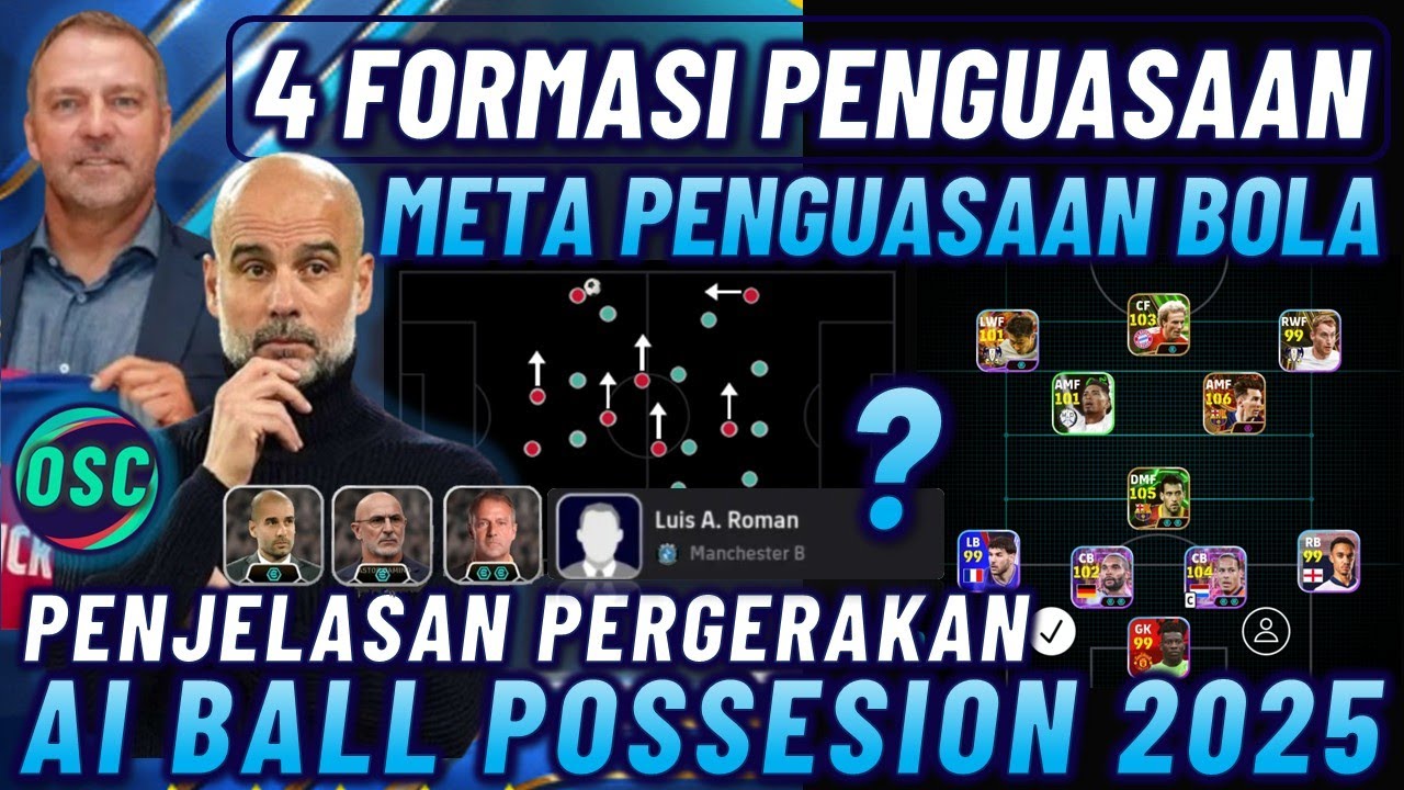 PENJELASAN STRATEGI PENGUASAAN BOLA EFOOTBALL 2025 MOBILE !! 4 FORMASI TERBAIK BALL POSESSION