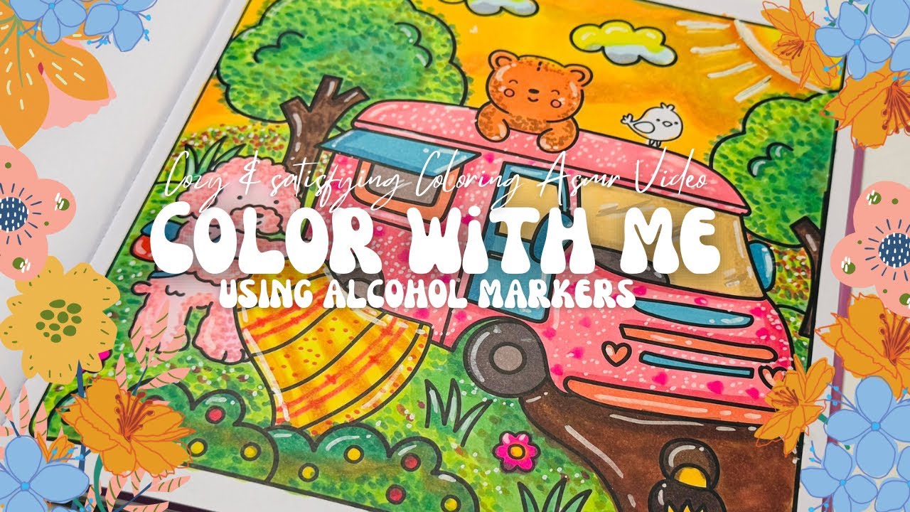 Color with me in Sunny vibes, Happy Street | satisfying Coloring ASMR | cozy vibes💛 #asmr #art 