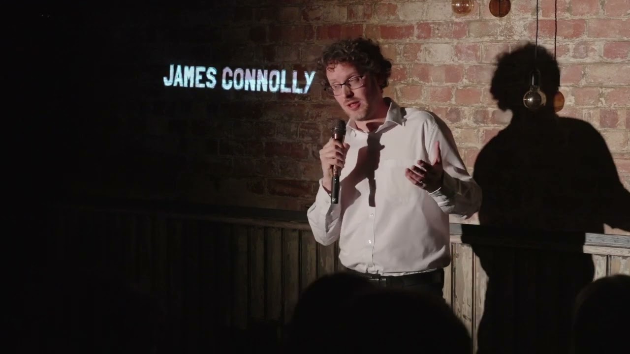Historian James Connolly tries stand-up comedy: WWI, working-class Irish family, getting a PhD
