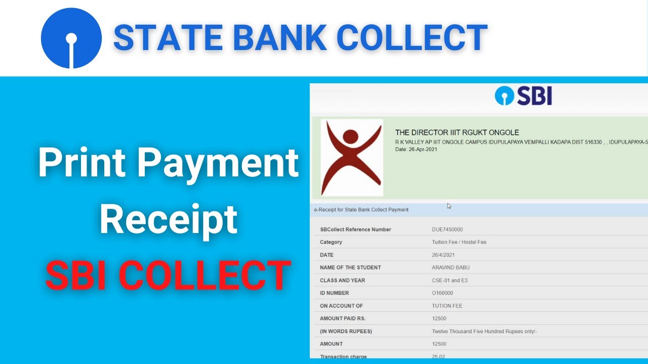 Print SBI Collect Payment Receipt || Payment Receipt in SBI Collect  || IIIT RGUKT Fee Receipt