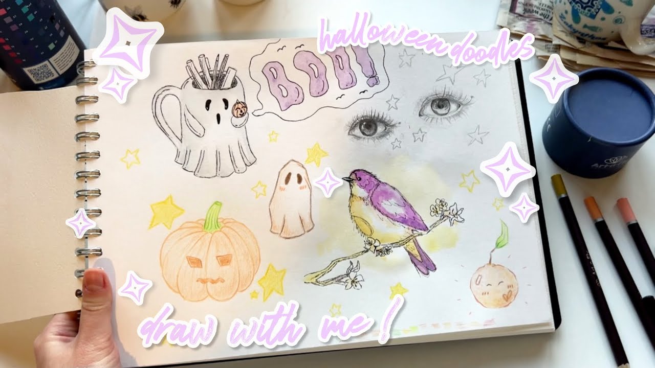 chill facial features practice & other halloween doodles