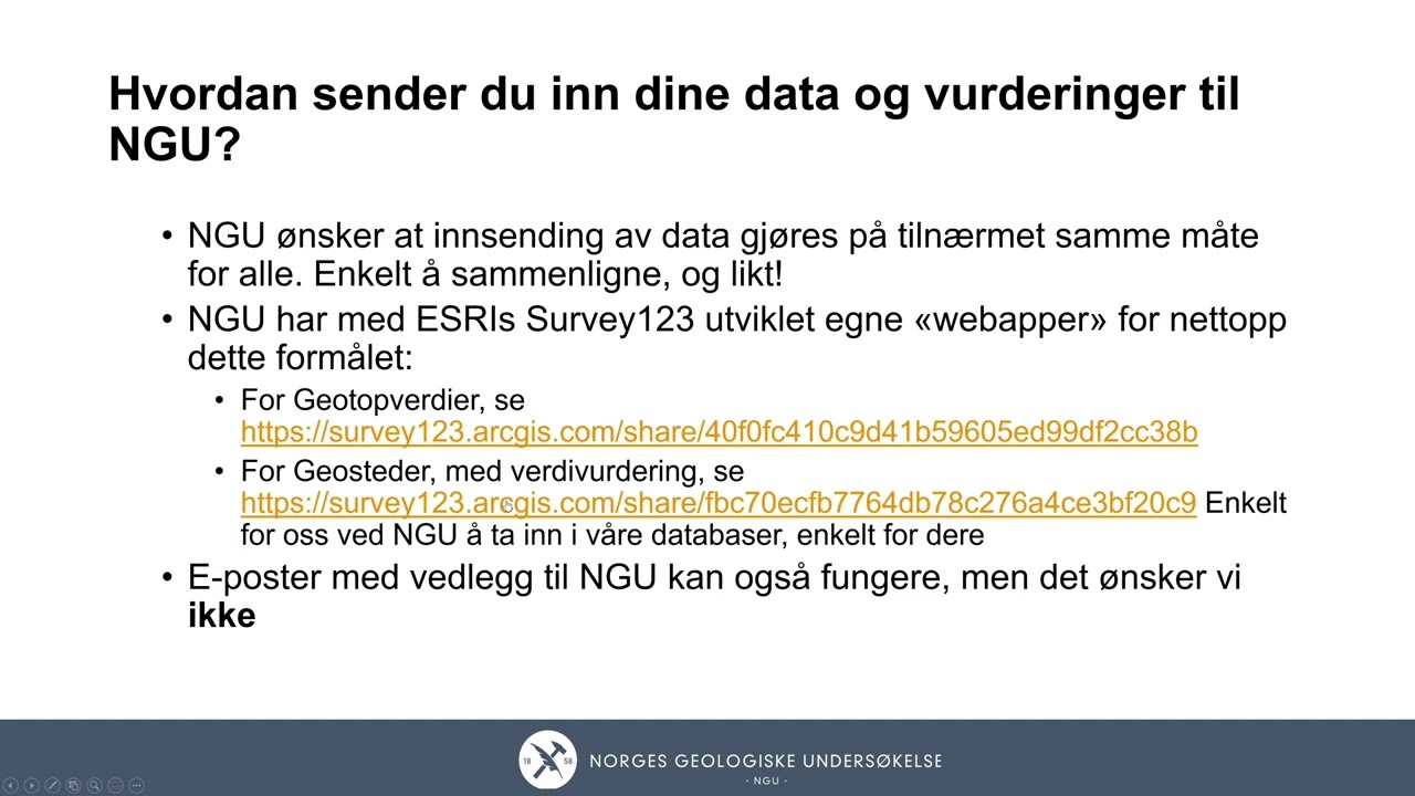 Hvordan sender du inn data om geologisk mangfold til NGU? Kurs om geologisk mangfold - Del 5 av 5