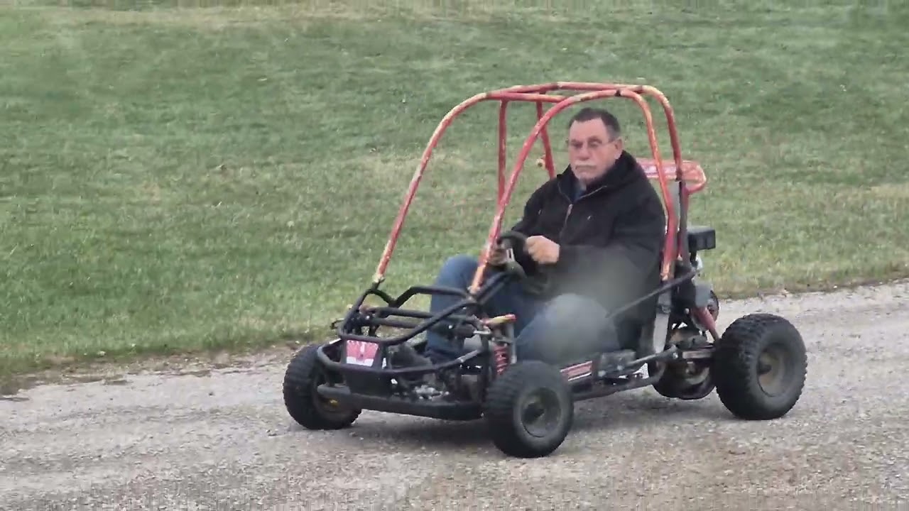 Testing the new motor on gocart #3. Better suspension compared to Kori's original. 💓 Thanks Papaw!