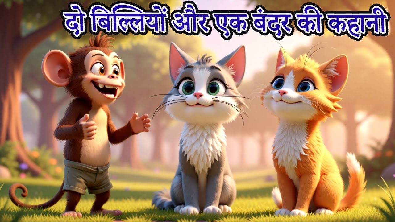 बिल्ली और बंदर की कहानी |  Monkey And Two Cats |  Hindi Kahaniya | Hindi Stories |