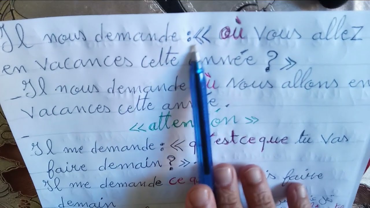 Discours direct et indirect لسنة الرابعة والثالثة متوسط