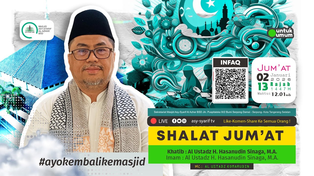 🇮🇩 🇵🇸 SHALAT JUMAT - KHATIB+IMAM AL USTADZ H. HASANUDIN SINAGA, M.A.- ASY-SYARIF BSD