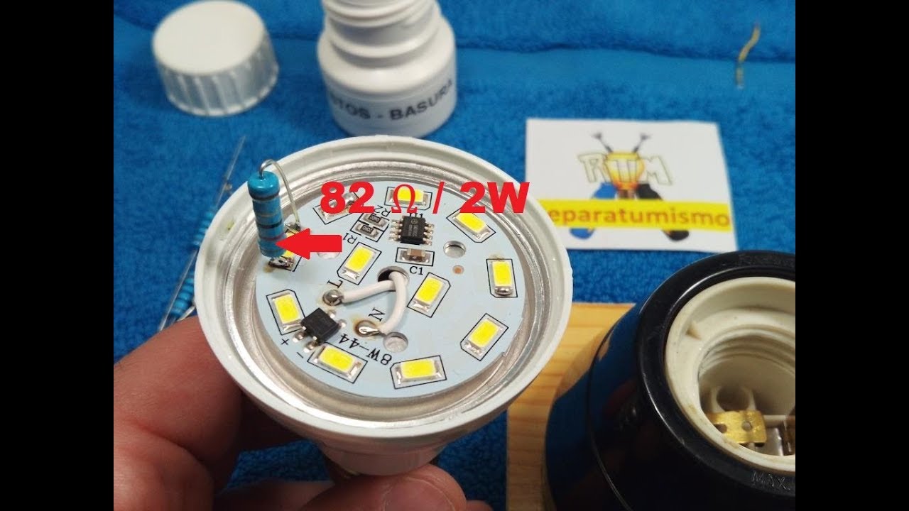 REPARACION DE UNA LAMPARA LED COMO HOBBY - SUSTITUCION DIODO QUEMADO POR RESISTENCIA