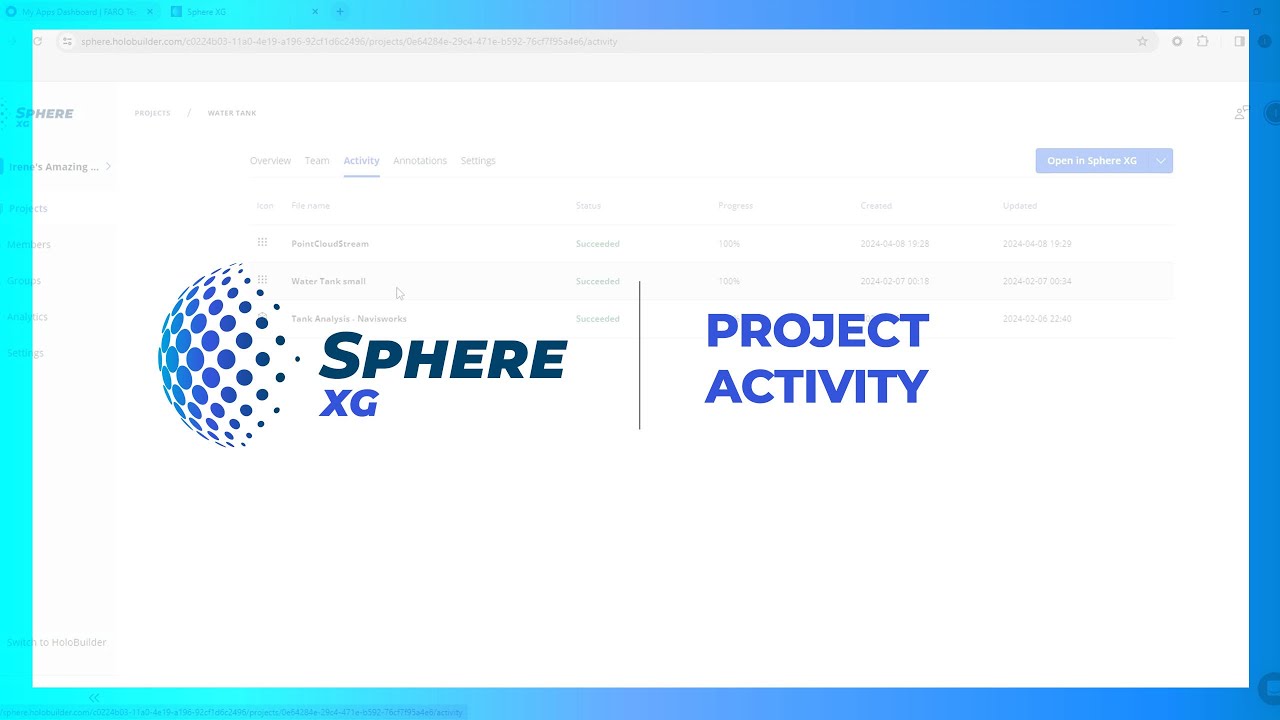 FARO Sphere XG Projects - Activity
