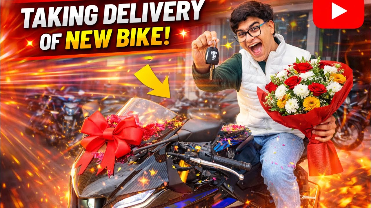 Taking Delivery of New R1 five 2026 ❤️‍🔥🔥🖤 model carbon fibre addition dream comes true￼#youtube 