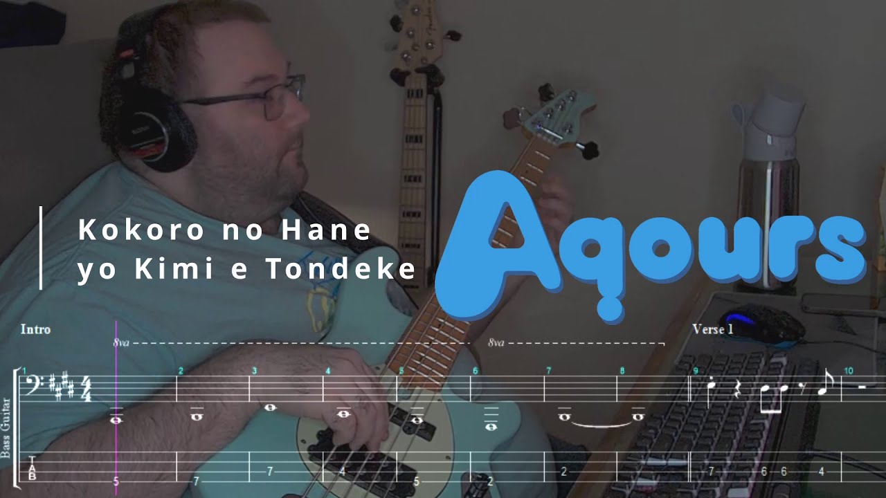 Aqours - Kokoro no Hane yo Kimi e Tondeke | Bass Cover & Play-Along TAB