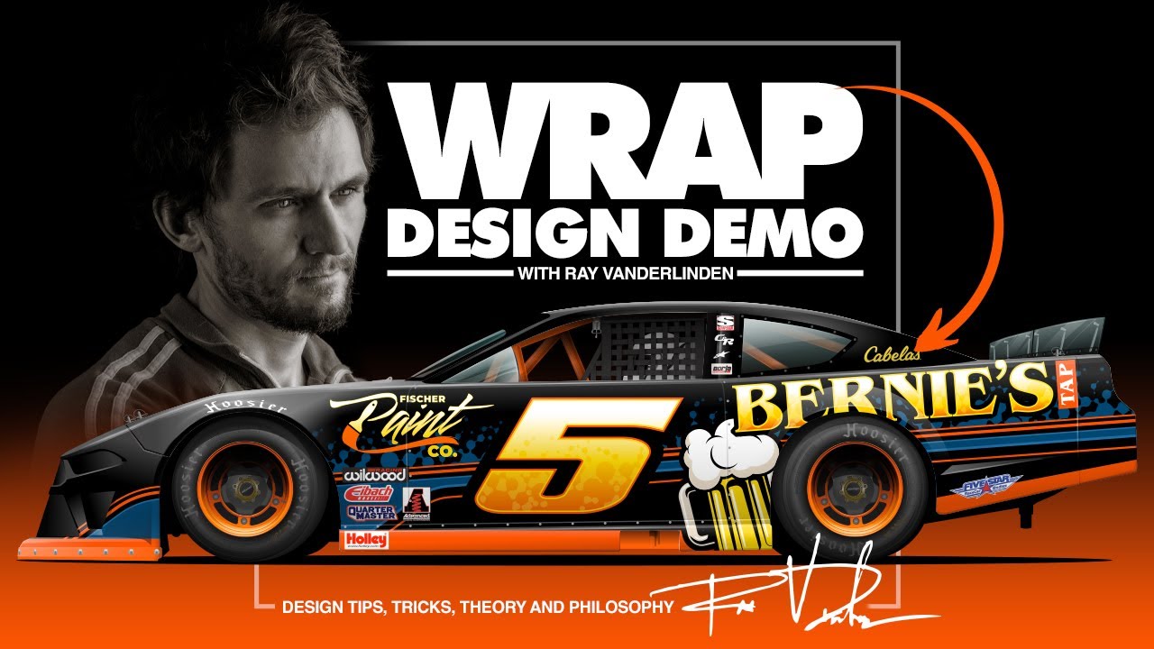 Black and Blue Number 5 Asphalt Late Model Wrap Design Demo