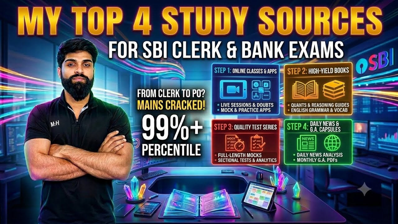 My own sources to study for SBI Clerk || SBI JA || All subject sources || Bank exam ||Time to grow||