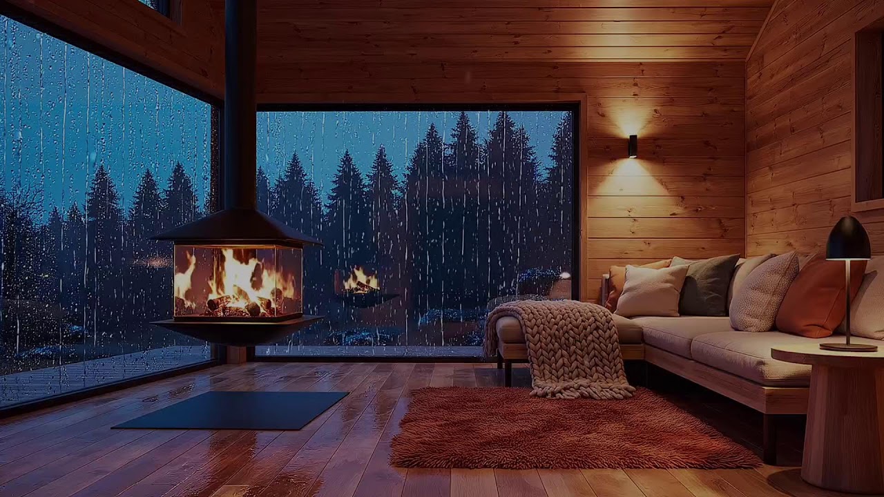 Peaceful Cabin in the Woods Rainfall and Fireplace 8 Hours for Deep Relaxation #CozyVibes