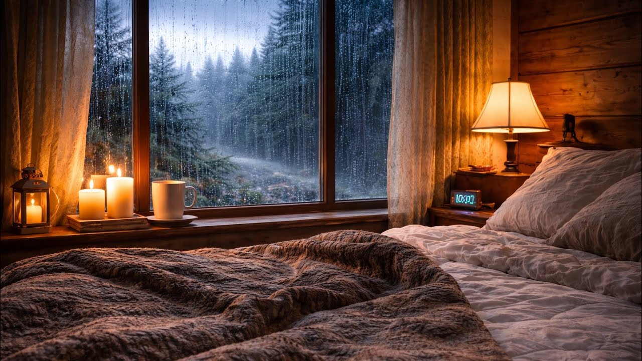 Rainy Night in Bed 🛏️ Soft Rain Sounds for Deep Sleep (No Music) | 4K