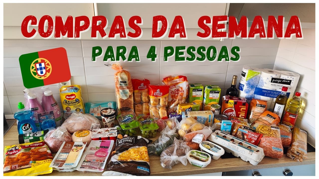 Compras no SUPERMERCADO em Portugal para 4 pessoas