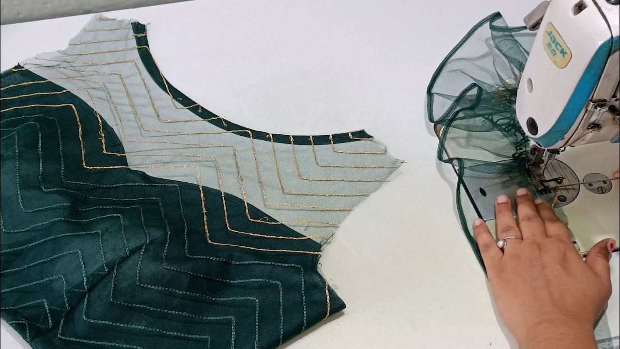 Frill Blouse Design | Net Blouse Design | Padded Blouse Cutting and Stitching