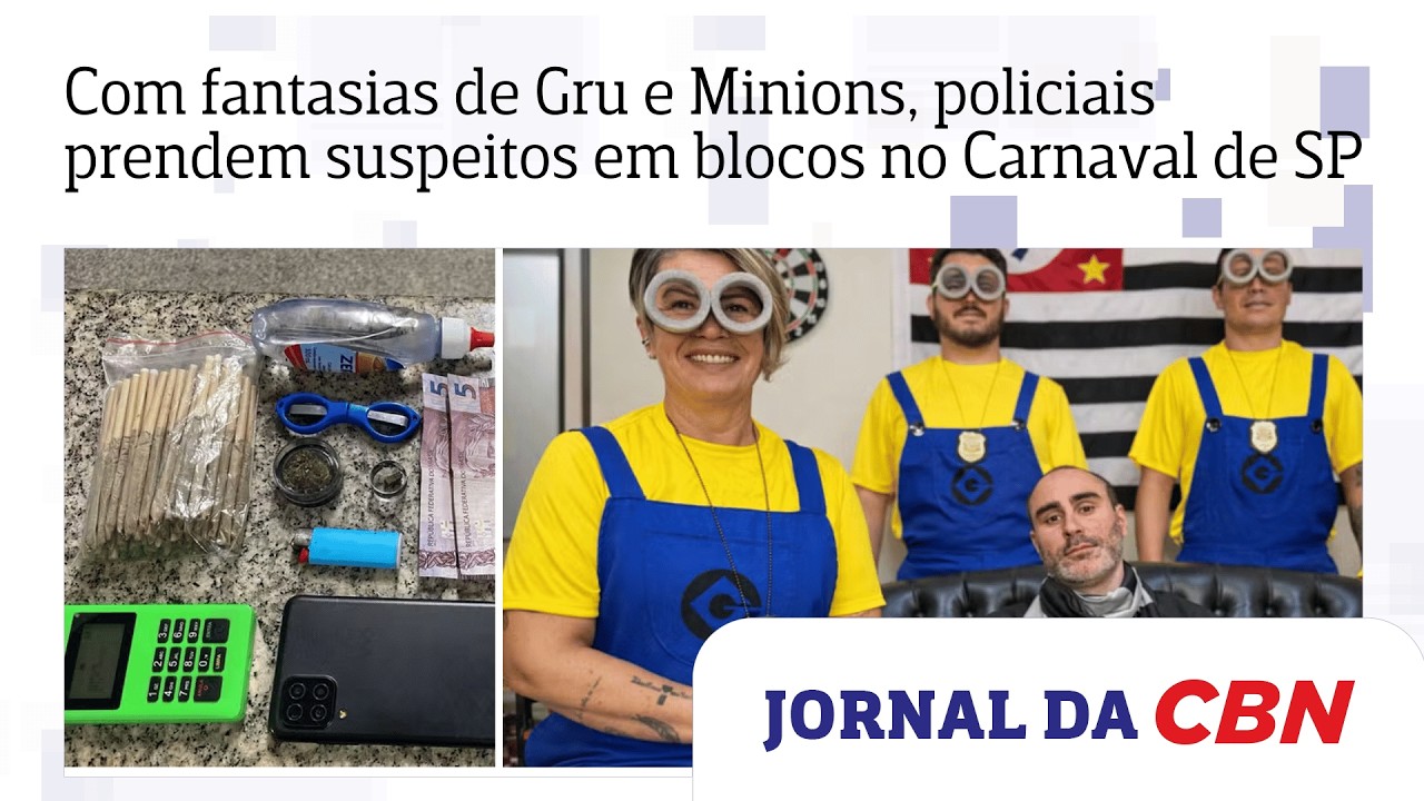Com fantasias de Gru e Minions, policiais prendem suspeitos em blocos no Carnaval de SP