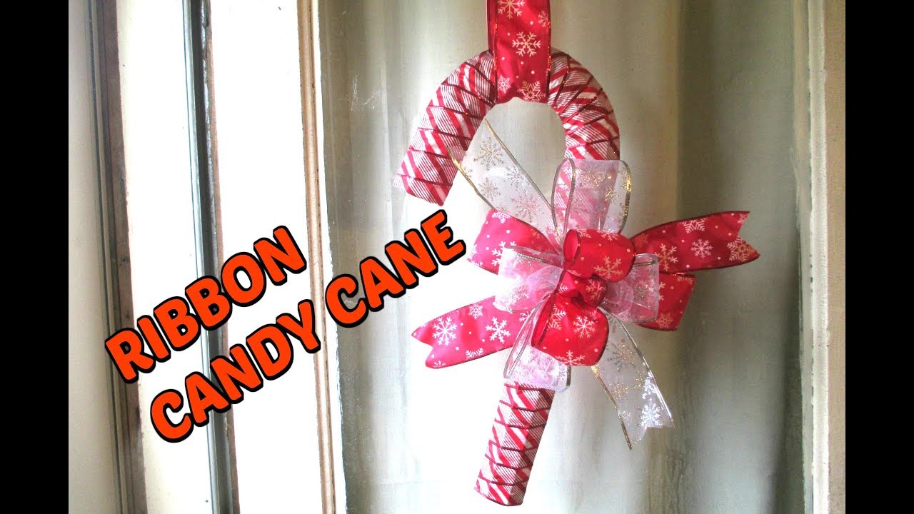 CANDY CANE RIBBON CHRISTMAS WREATH *DOLLAR TREE DIY*