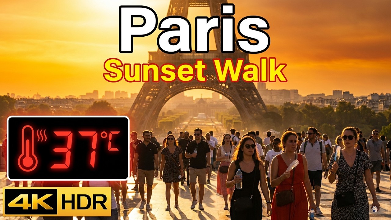 PARIS HEATWAVE 2026_ Sunset Walk in 37&deg;C Heat 🥵 | Eiffel Tower Walking Tour [4K HDR 60fps]