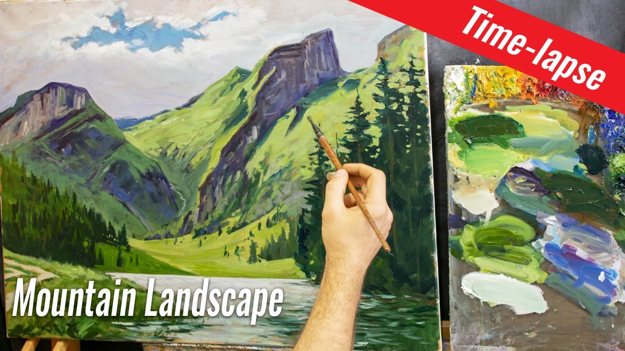 How to Paint Mountain Landscape in Oils | Time-lapse
