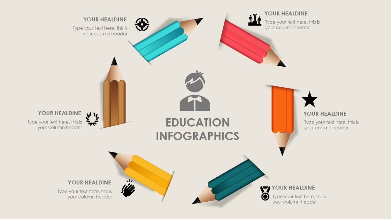 Education Infographic Slide in PowerPoint/Pencil Animated slide/Free PPT