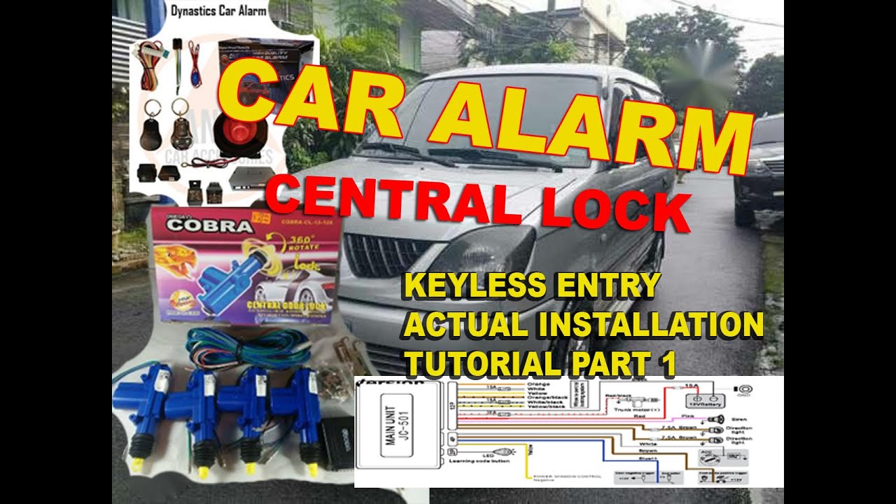 Central Lock Keyless Entry alarm Installation Part 1 Tutorial