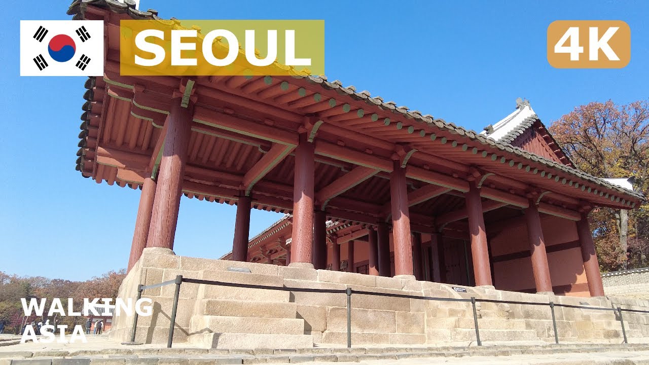 🇰🇷 South Korea, Seoul: Jongmyo Plaza Park, Yeongnyeongjeon Hall & Royal Shrine Autumn Walk - 4K