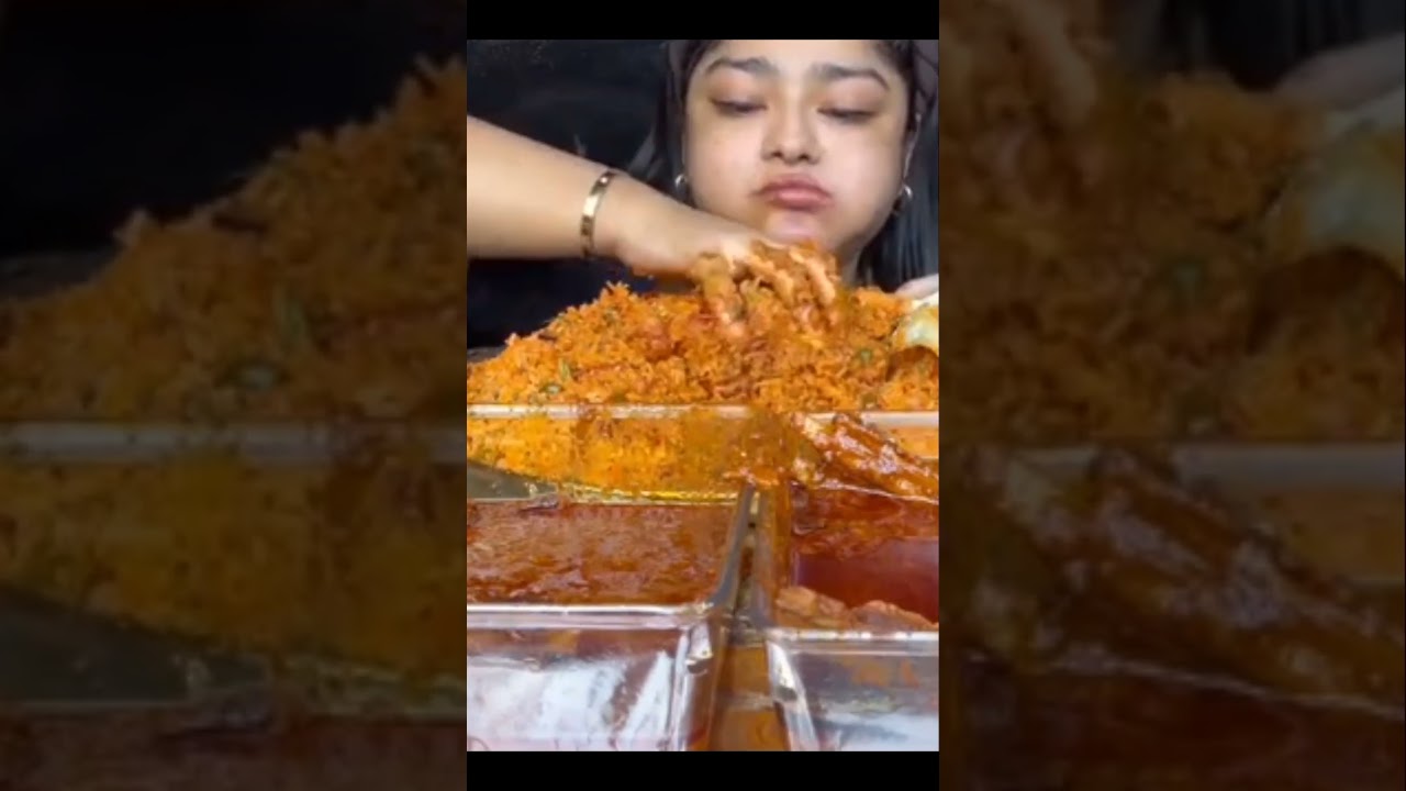 Maddy eats Big bite's spicy chicken biryani recipe mukbange