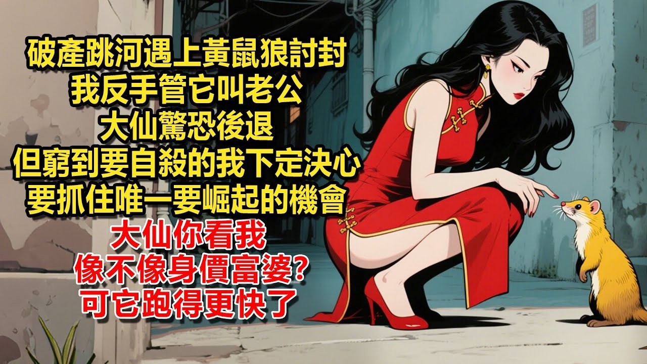 破產跳河遇上黃鼠狼討封,我反手管它叫老公,大仙驚恐後退。但窮到要自殺的我下定決心要抓住唯一要崛起的機會。大仙你看我，像不像身價富婆？可它跑得更快了。