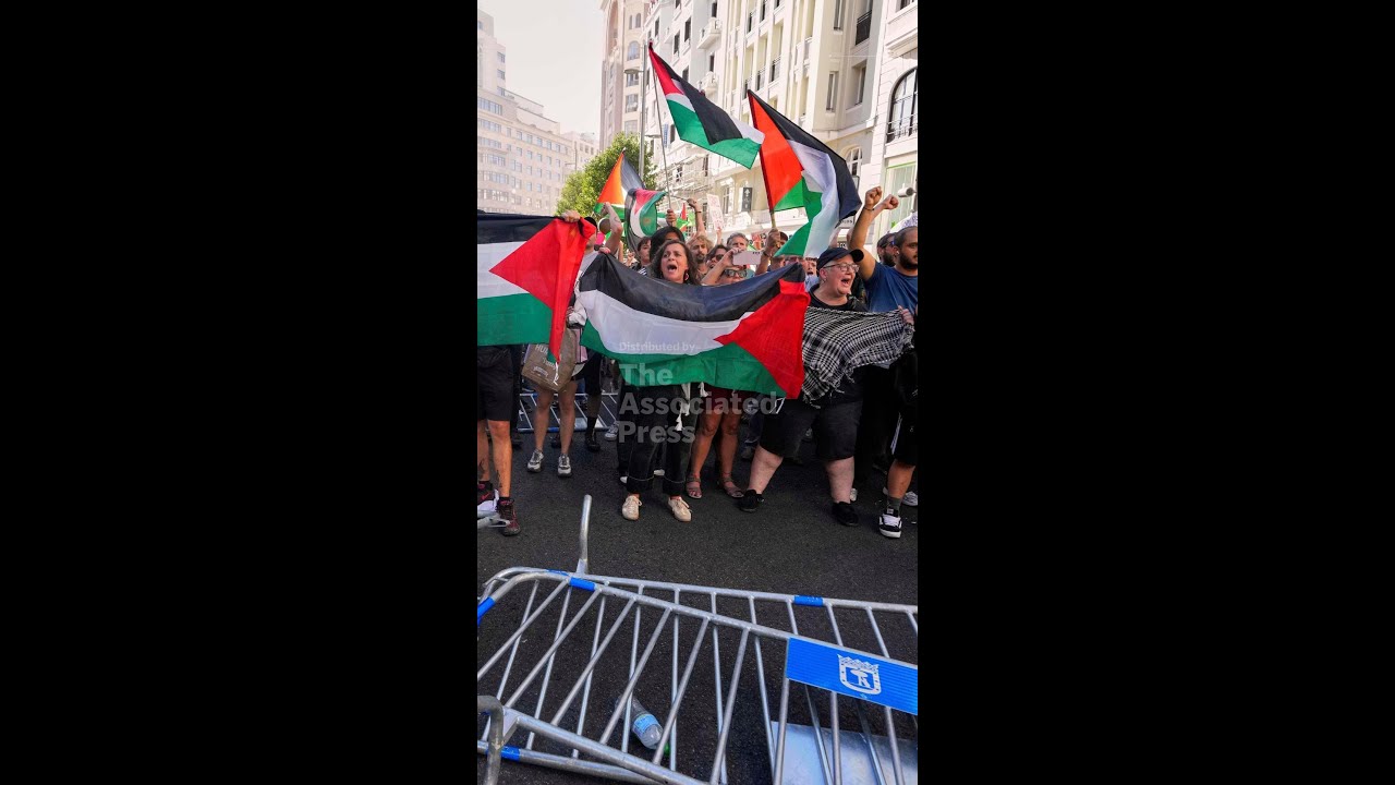 Final stage of Spanish Vuelta cycling race interrupted by pro-Palestinian protesters