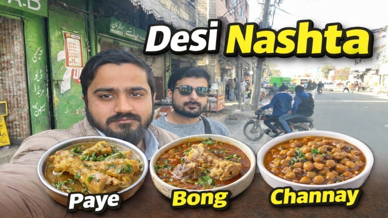 Heavy Desi Nashta at AB Khan 😋 | Paye, Bong & Channay | Husnain Raja