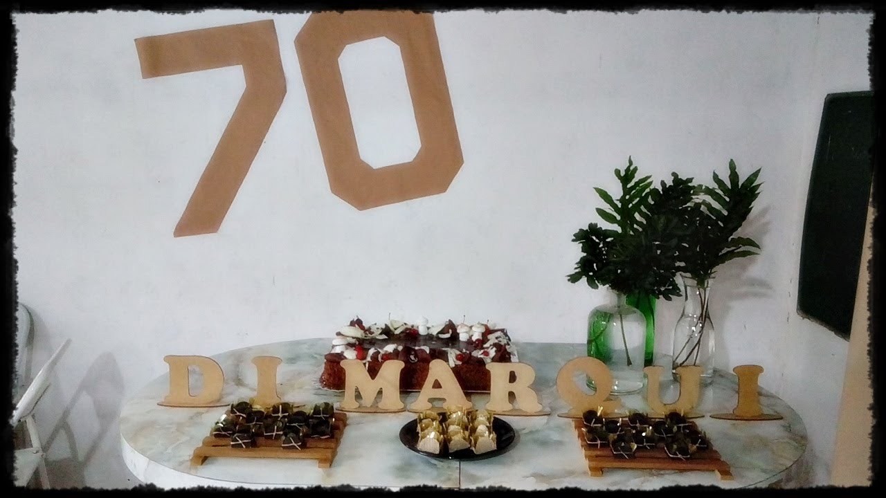 Aniversário 70 anos MASCULINO - Decoração Rústica SIMPLES