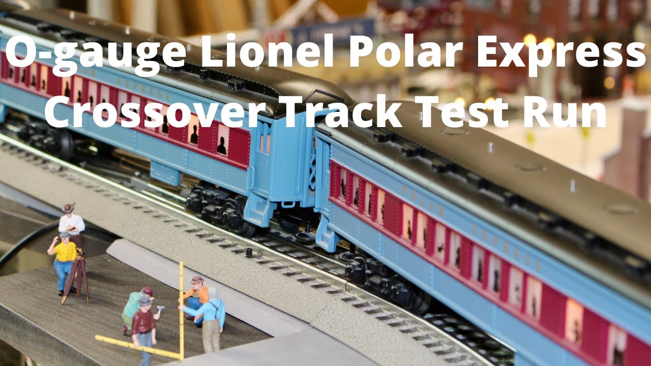 O-gauge Polar Express Model Railroad Layout, Crossover Track and Bridge Test Run, Ready to Run Set