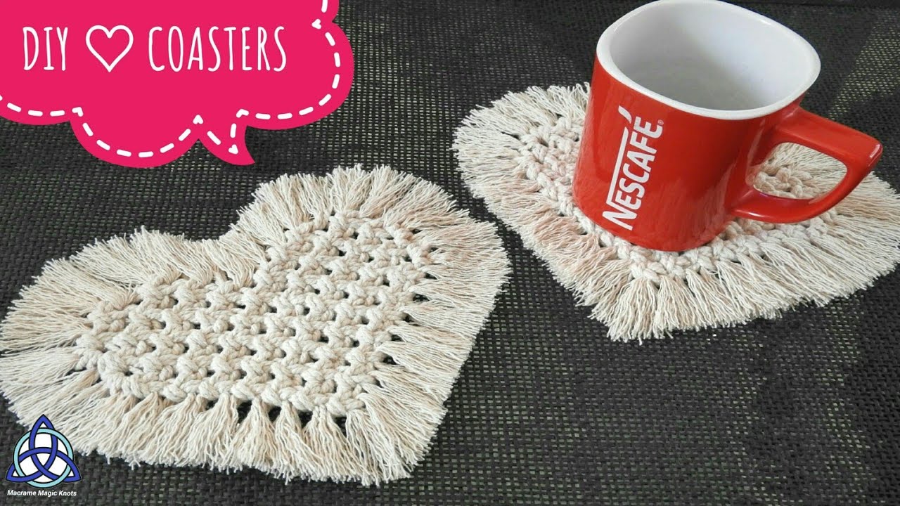 DIY Macrame Heart Coasters - Table Decoration Ideas for Valentines Day