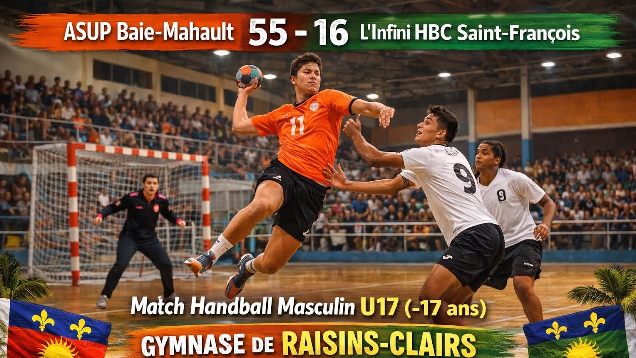 2ème Mi-Temps⏳Match🏅Handball🏐Masculin🤾🏾‍♀️U17🏆ASUP Baie-Mahault 55-16 l’Infini HBC Saint-François