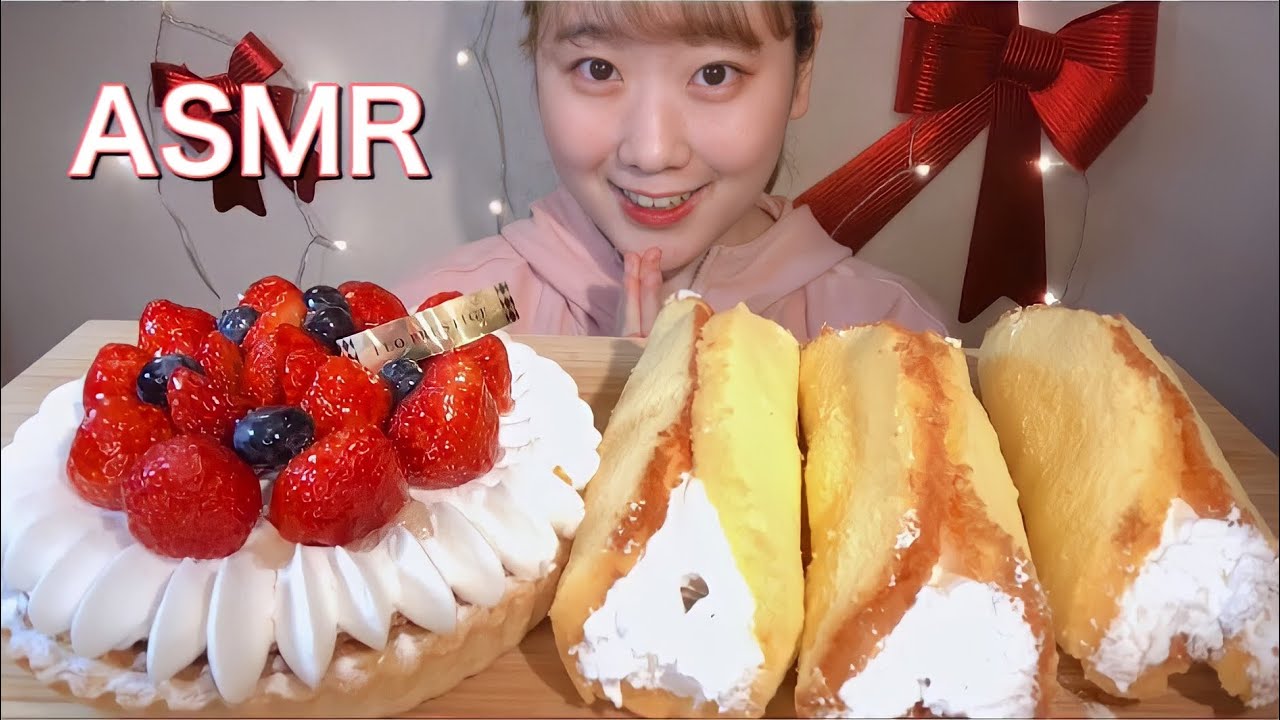 ASMR 苺タルト まるごとバナナ Strawberry Tart Banana Omelet 딸기 타르트 바나나 오믈렛【咀嚼音/大食い/Mukbang/Eating Sounds】