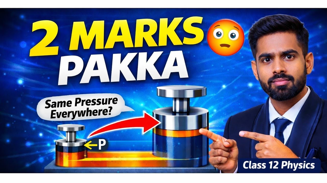 Pascal’s Law 🔥 Board Exam Sure Question | 2 Marks Confirm | Class 12 Physics