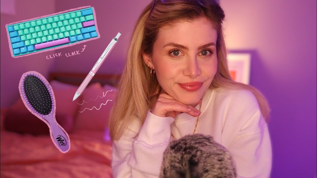 ASMR | Crisp n' Clicky Inaudible Whispers ✨  w/ Typing, Writing & Hairbrush sounds
