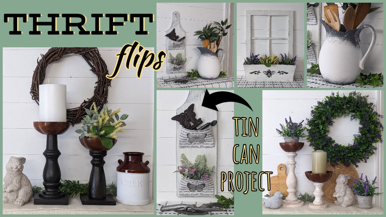 ⭐THRIFT FLIPS~Tin Can Project~Sponge Painting Technique~Home Decor on a Budget~Farmhouse Decor Ideas