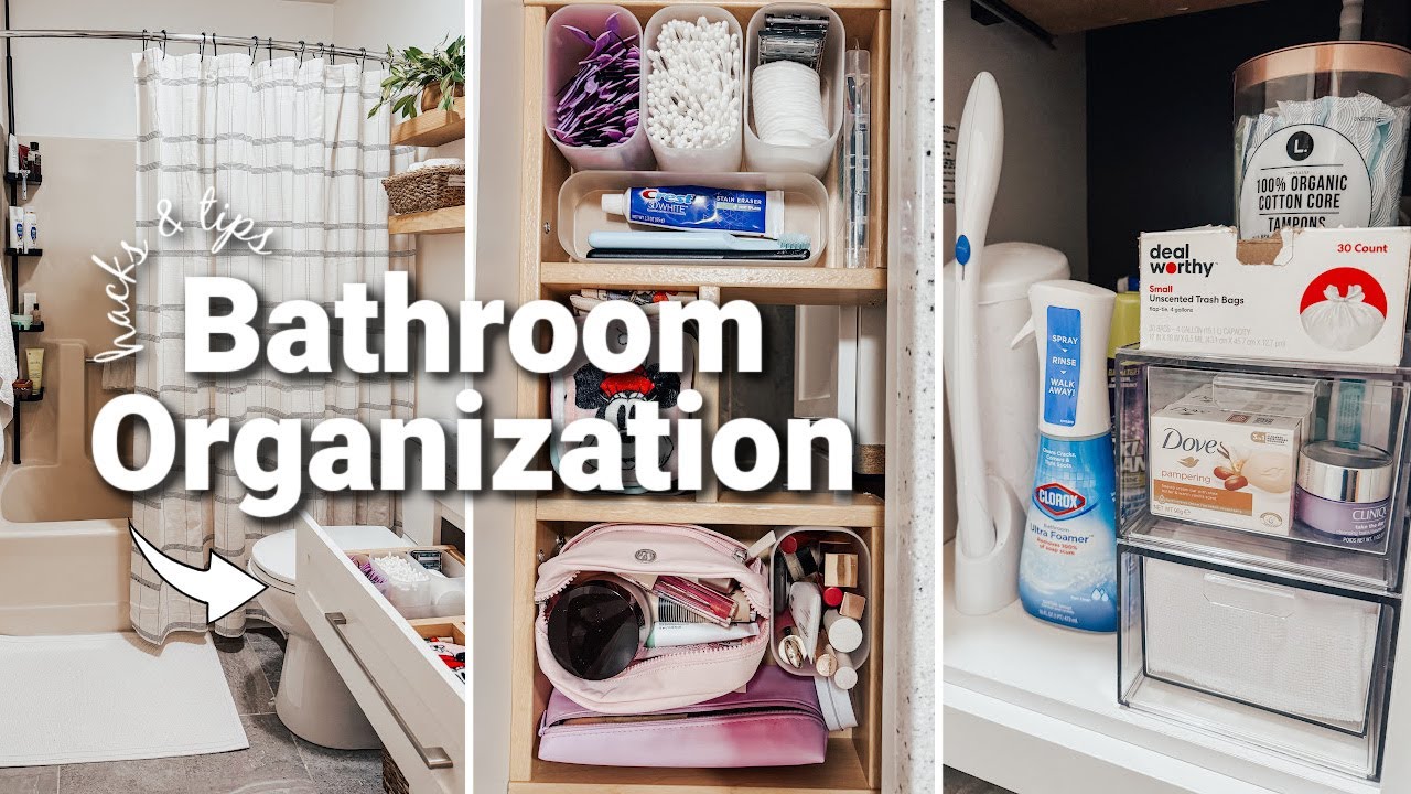 BATHROOM ORGANIZATION HACKS | HOW TO ORGANIZE A SMALL BATHROOM & VANITY | DECLUTTERING & ORGANIZING