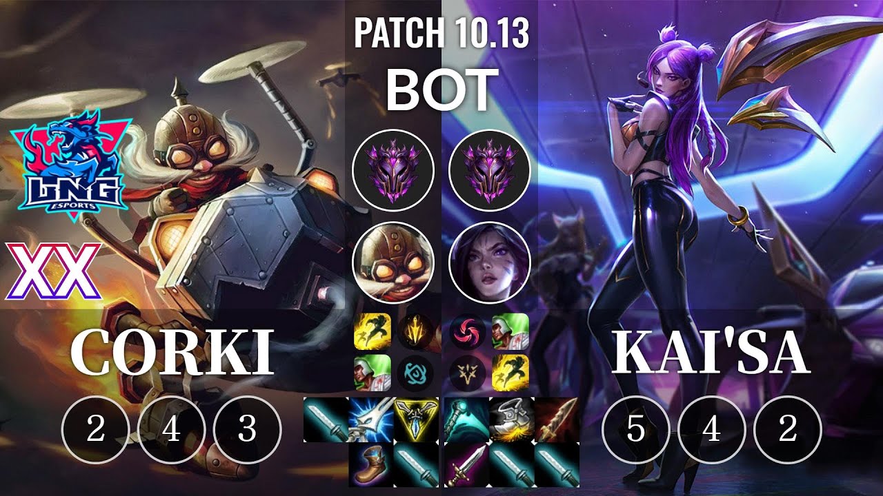 LNG Xx Corki vs Kai'Sa Bot - KR Patch 10.13